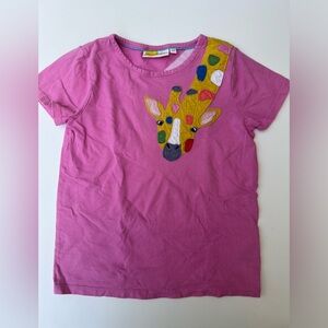 Mini Boden Pink Giraffe Appliqué Short sleeve tee size 9/10